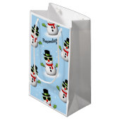 Petit Sac Cadeau Cool Snowman Noël motif bleu hiver (Devant Angle)