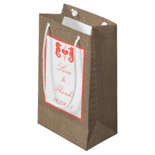 Petit Sac Cadeau Coral Seahorse Burlap Beach Wedding Collection