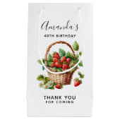 Petit Sac Cadeau Corbeille pleine de Merci de fraises (Devant)