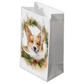 Petit Sac Cadeau Corgi Christmas Wreath Festive Pup (Dos Angle)