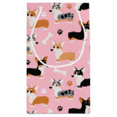 Petit Sac Cadeau Corgi Motif rose (Dos)