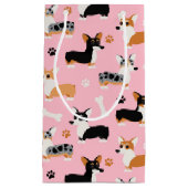 Petit Sac Cadeau Corgi Motif rose (Devant)