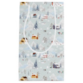 Petit Sac Cadeau Cosy Winter Wonderland Village de patinage sur gla (Devant)