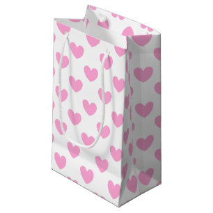Petit Sac Cadeau Coton Candy Pink coeurs sur blanc