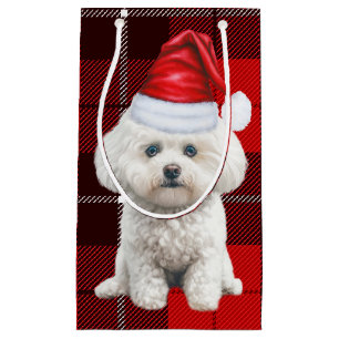 Petit Sac Cadeau Coton de Tulear Chien Festif Rouge Plaid Noël