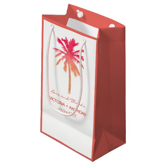 Petit Sac Cadeau Coucher de soleil tropical Palm Tree Beach Mariage (Devant Angle)
