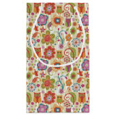 Petit Sac Cadeau Couleur florale et hibou (Dos)