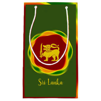Petit Sac Cadeau Couleurs du drapeau du Sri Lanka et Lion jaune Sin