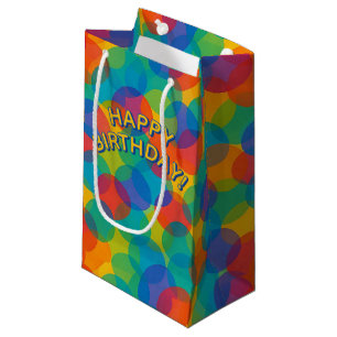 Petit Sac Cadeau Couleurs Rétro Brillantes Motif d'Art à Formes Amo