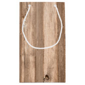 Petit Sac Cadeau Country Rustic Horseshoe & Brown Wood Mariage (Dos)