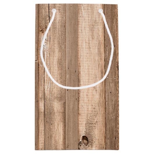 Petit Sac Cadeau Country Rustic Horseshoe & Brown Wood Mariage (Dos)
