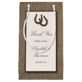 Petit Sac Cadeau Country Rustic Horseshoe Sur Burlap Mariage (Devant)