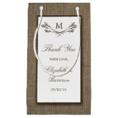Petit Sac Cadeau Country Rustic Monogramme Branche & Mariage Burlap (Devant)