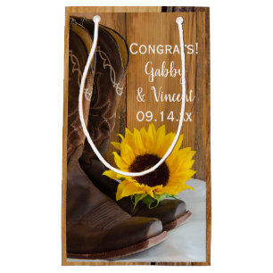 Petit Sac Cadeau Country Sunflower Félicitations Mariage de l'Ouest