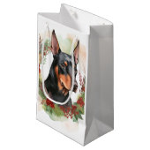 Petit Sac Cadeau Coupe festive Doberman Christmas Wreath (Devant Angle)