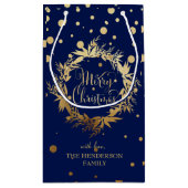 Petit Sac Cadeau Courbe de Noël Elégante Gold Navy Bleue Merry (Dos)