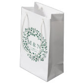 Petit Sac Cadeau Couronne d'aquarelle feuille verte | Mariage de mo (Dos Angle)