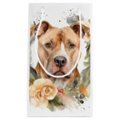 Petit Sac Cadeau Couronne de Noël Pitbull Chien de fête (Devant)