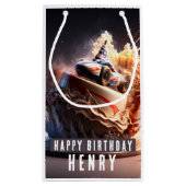 Petit Sac Cadeau Course automobile gâteau d'anniversaire - (Dos)