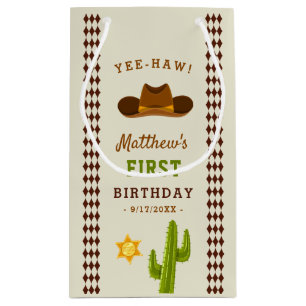 Petit Sac Cadeau Cowboy Saloon Boy Wild West 1er anniversaire