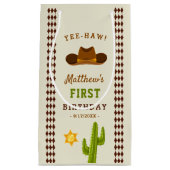 Petit Sac Cadeau Cowboy Saloon Boy Wild West 1er anniversaire (Devant)