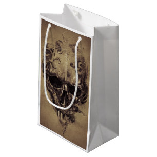 Petit Sac Cadeau Crâne de tatouage sur papier Vintage