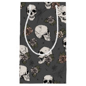 Petit Sac Cadeau Crâne d'Halloween foncé gris foncé (Devant)