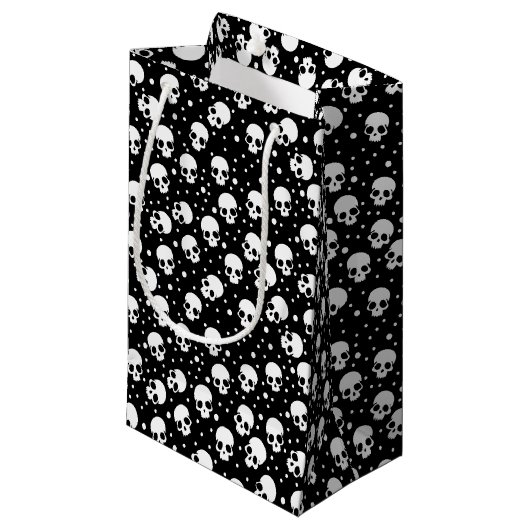 Petit Sac Cadeau Crâne monochrome Polka Dot (Devant Angle)