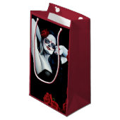 Petit Sac Cadeau Crâne sucre Roses rouges Noir (Devant Angle)