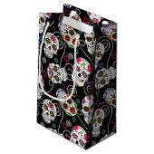 Petit Sac Cadeau Crânes à sucre et torsades Noir ID725 (Dos Angle)