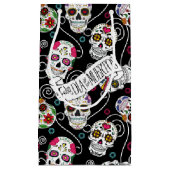 Petit Sac Cadeau Crânes à sucre et torsades Noir ID725 (Devant)