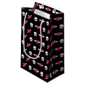 Petit Sac Cadeau Crânes et coeurs (Devant Angle)