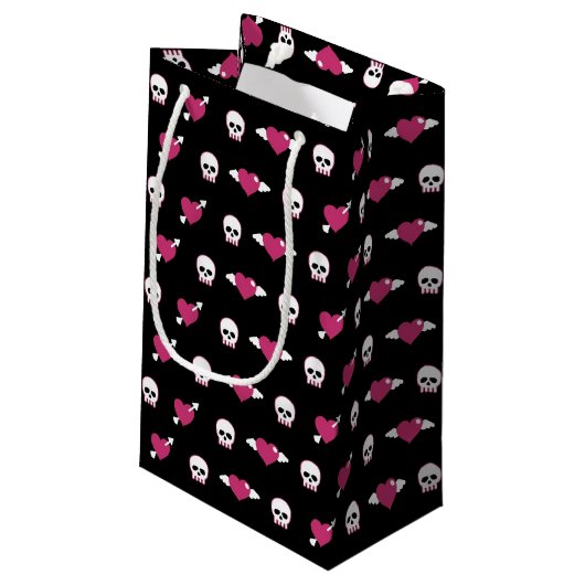 Petit Sac Cadeau Crânes et coeurs (Dos Angle)