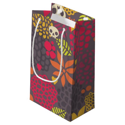 Petit Sac Cadeau Crânes et fleurs (Dos Angle)