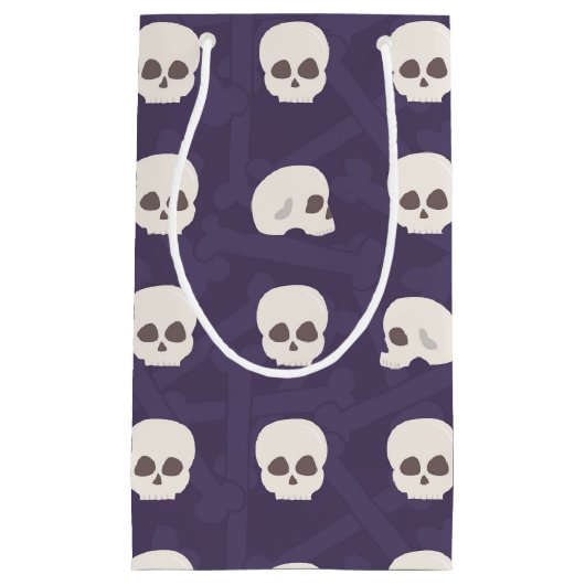 Petit Sac Cadeau Crânes sur arrière - plan d'os violet (Devant)