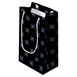 Petit Sac Cadeau Crochets bleu-gris sur noir