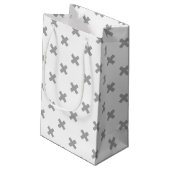 Petit Sac Cadeau Crochets gris sur blanc (Dos Angle)