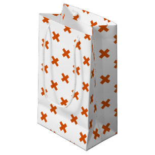 Petit Sac Cadeau Crochets orange sur blanc