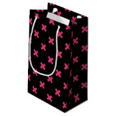 Petit Sac Cadeau Crochis Fuchsia sur noir (Dos Angle)