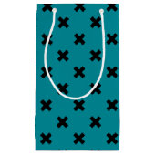 Petit Sac Cadeau Croix noire sur turquoise (Devant)