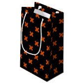Petit Sac Cadeau Croix orange sur le noir (Dos Angle)
