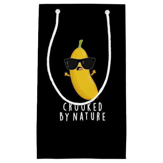 Petit Sac Cadeau Crooked By Nature Funny Banana Pun Dark BG (Devant)