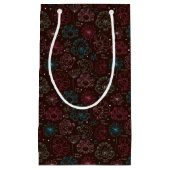 Petit Sac Cadeau cru de papier peint de l'Inde de fleur de paon (Devant)