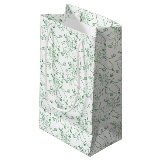 Petit Sac Cadeau Cucumer art vert et blanc (Devant Angle)