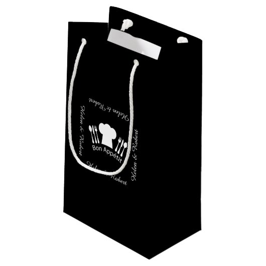 Petit Sac Cadeau Cuisinier gastronome de casquette français de chef (Dos Angle)
