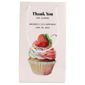Petit Sac Cadeau Cupcake à la fraise Merci Dessert Sucré (Devant)