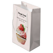 Petit Sac Cadeau Cupcake à la fraise Merci Dessert Sucré (Dos Angle)