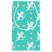 Petit Sac Cadeau Cupidons et Cœurs Turquoise (Dos)