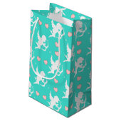 Petit Sac Cadeau Cupidons et Cœurs Turquoise (Dos Angle)