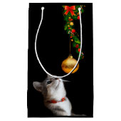 Petit Sac Cadeau Curieux chat kitty de Noël (Devant)